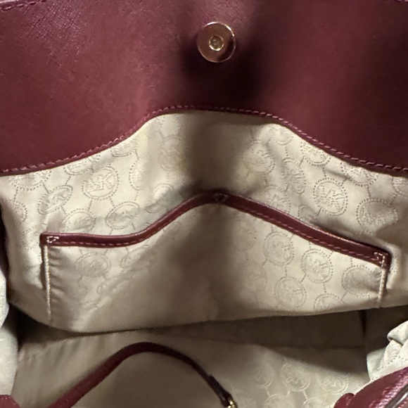 MICHAEL Michael Kors Plum/ Burgundy Tote with Gold Accents - Picture 6 of 6